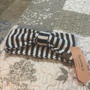 BearPaw Striped Knit Headband with Bow